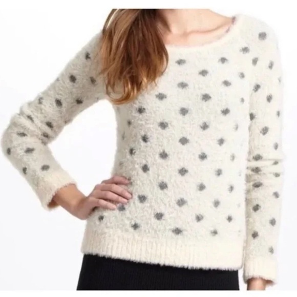 Anthropologie Sweaters - ANTHROPOLOGIE MOTH Eyelash Fuzzy Wool Blend Polka Dot Sweater